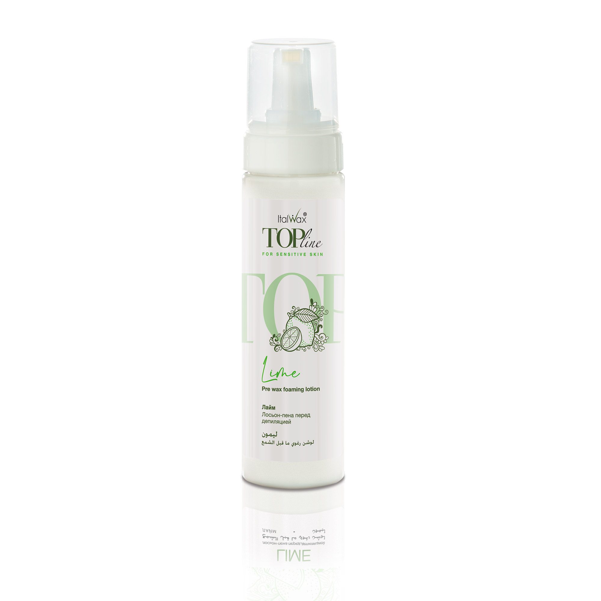 Italwax Top Line Pre-Wax Foam Lotion Lime 200ml | Cleanses & Prepares Skin for Waxing